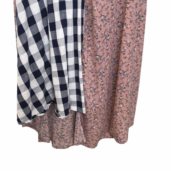 Journey Five Dress Women Small Pink Cottagecore Prairie Asymmetric Hem Check - Picture 7 of 10